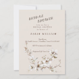 Elegante witte & ivoorkleurige bloesem bruidsdouch kaart
