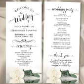 Elegante witte ivoorkleurige roos eenvoudige roman programmakaart