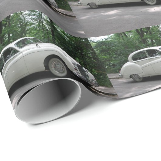 Elegante witte Jaguar MK IX Cadeaupapier (Rol Hoek)