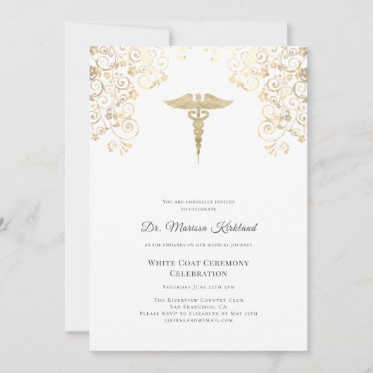 Elegante witte jas ceremonie kaart (Voorkant)