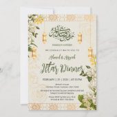 Elegante Witte Jasmin Bloem Ramadan Iftar Kaart (Voorkant)