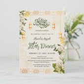 Elegante Witte Jasmin Bloem Ramadan Iftar Kaart (Staand voorkant)