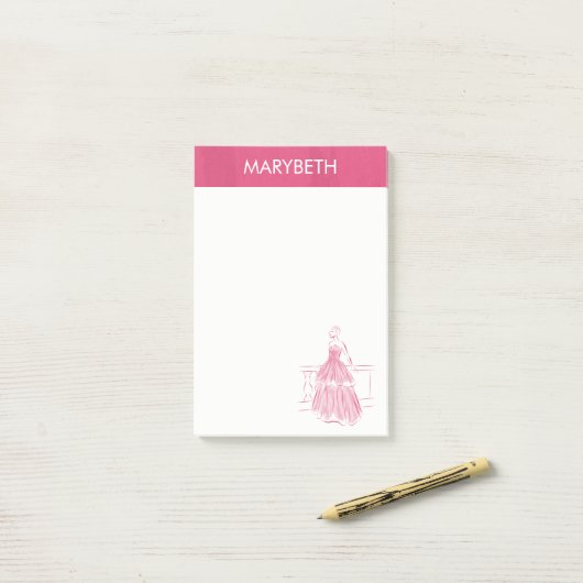 Elegante witte jurk gepersonaliseerde Post-It-noti Post-it® Notes (Op bureau)