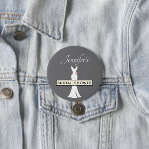 Elegante witte jurk op grijs - stijlvolle bruidsdo ronde button 7,6 cm