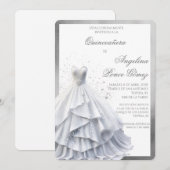Elegante Witte jurk quinceañera uitnodiging (Voorkant / Achterkant)
