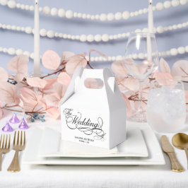 Elegante witte kalligrafie bruiloft bedankdoosjes