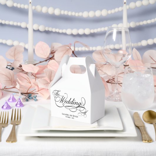 Elegante witte kalligrafie bruiloft bedankdoosjes (Huwelijk)