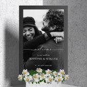 Elegante witte kalligrafie bruiloft welkom foto acryl bord