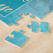 Elegante witte kalligrafie familienaam Beach House Legpuzzel (Zijkant)