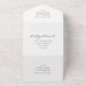 Elegante witte kalligrafie scriptuur bruiloft all in one uitnodiging (Buitenkant)