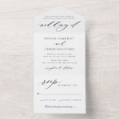 Elegante witte kalligrafie scriptuur bruiloft all in one uitnodiging (Binnen)