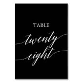 Elegante witte kalligrafie tafel 28 op zwart kaart (Achterkant)