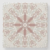 Elegante witte kant bloem stenen onderzetter (Voorkant)