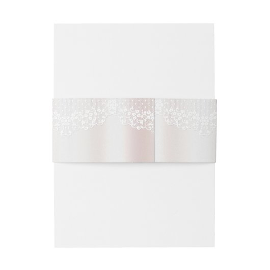 Elegante witte kant bloem uitnodigingen wikkel (Achterkant Voorbeeld)