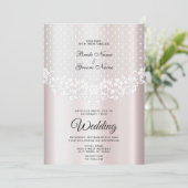 Elegante witte kant Bloemen bruiloft uitnodiging (Staand voorkant)