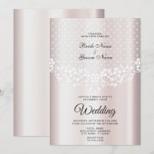 Elegante witte kant Bloemen bruiloft uitnodiging (Voorkant / Achterkant)