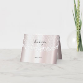 Elegante witte kant Bloemen Dank u kaart