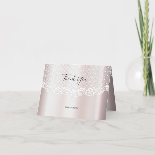 Elegante witte kant Bloemen Dank u kaart (Voorkant)