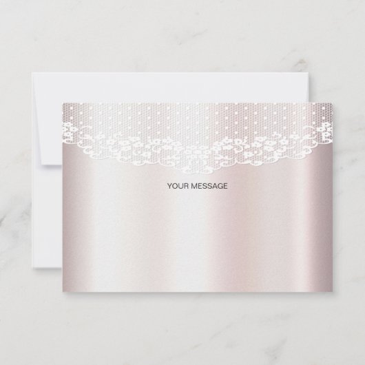 Elegante witte kant Bloemen Dank u kaart (Achterkant)