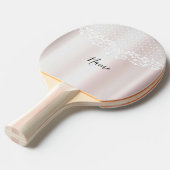 Elegante witte kant Bloemen Ping Pong Paddle Tafeltennisbatje (Voorkant Gekanteld)