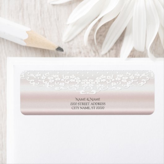 Elegante witte kant Bloemen Retour Adres Label (Insitu)