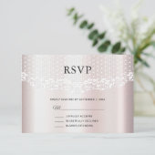Elegante witte kant Bloemen RSVP kaart (Staand voorkant)