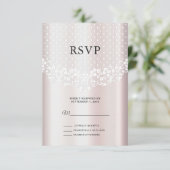 Elegante witte kant Bloemen RSVP kaart (Staand voorkant)