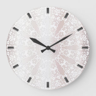 Elegante Witte Kant Bloemen Wandklok