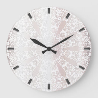 Elegante Witte Kant Bloemen Wandklok