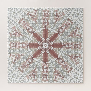 Elegante witte kant bloemenlegpuzzel legpuzzel