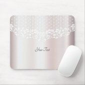 Elegante witte kant bloemenmousepad muismat (Met muis)