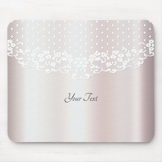 Elegante witte kant bloemenmousepad muismat (Voorkant)