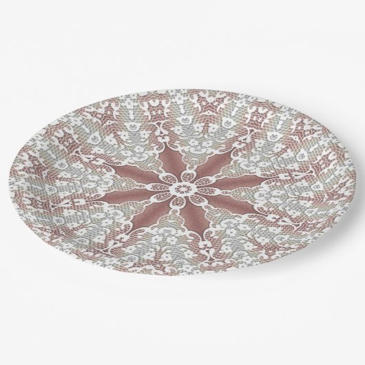 Elegante witte kant bloemenpapier Bord (Gekanteld)