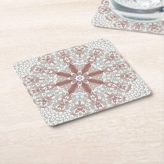 Elegante witte kant bloemenpapier Onderzetter (Schuin)