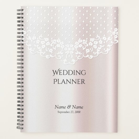 Elegante witte kant bloemenplanner planner (Voorkant)