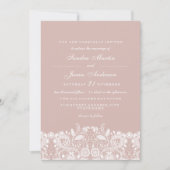 Elegante witte kant bruiloft uitnodiging (Voorkant)