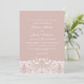 Elegante witte kant bruiloft uitnodiging (Staand voorkant)