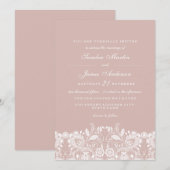 Elegante witte kant bruiloft uitnodiging (Voorkant / Achterkant)