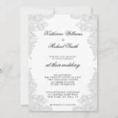 Elegante witte kant bruiloft uitnodigingen (Voorkant)