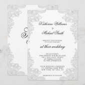 Elegante witte kant bruiloft uitnodigingen (Voorkant / Achterkant)