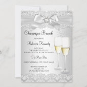 Elegante witte kant champagne brunch uitnodiging (Voorkant)
