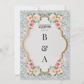 Elegante Witte kant en Bloemenboog Islamitische br Kaart (Achterkant)