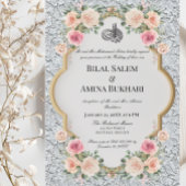 Elegante Witte kant en Bloemenboog Islamitische br Kaart