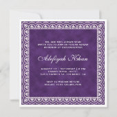 Elegante witte kant grens Paarse islamitische Aqiq Kaart (Achterkant)