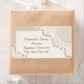 Elegante witte kant met parels bruiloft label (Insitu)