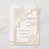 Elegante witte kant met parels bruiloft RSVP antwo (Voorkant)