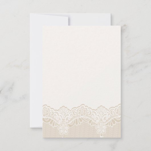 Elegante witte kant met parels bruiloft RSVP antwo (Achterkant)