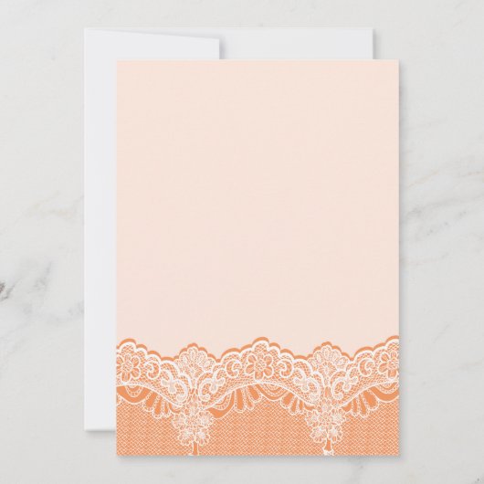 Elegante witte kant met parels koraal bruiloft kaart (Achterkant)