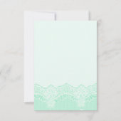 Elegante witte kant met parels mint bruiloft RSVP (Achterkant)