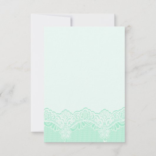 Elegante witte kant met parels mint bruiloft RSVP (Achterkant)